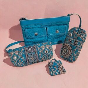 Vintage Bundle Vera Bradley Cargo Sling Cest La Vie Aqua & Totally Turquoise Set